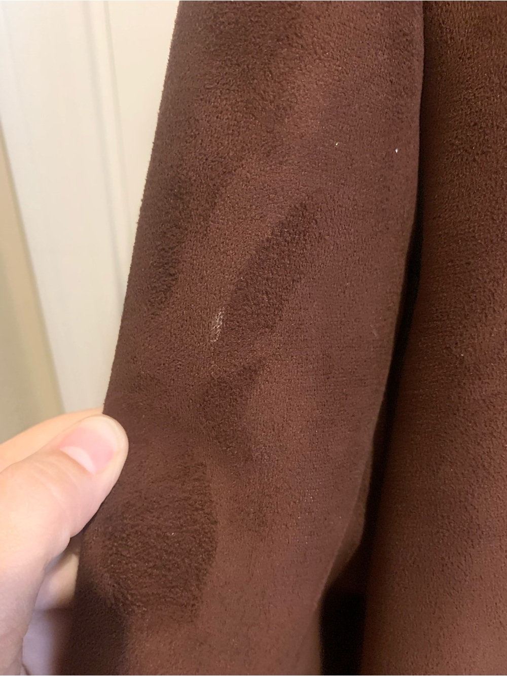 Brown Faux-Shearling Trim Suede Jacket - Women - Picture 5 of 9